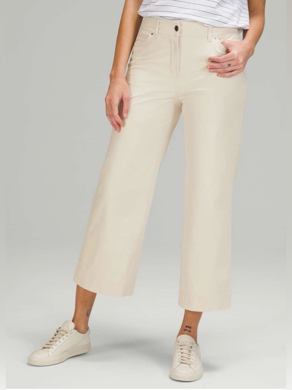 Lululemon City Sleek 5 Pocket Wide Leg High Rise 7/8 Pants 29 Natural Ivory